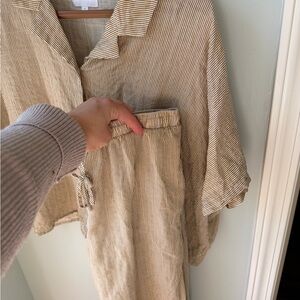 Beige Striped Women's Jumpsuit